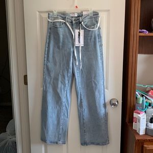 Ashley mason jeans holes on sides with tie belt NWT